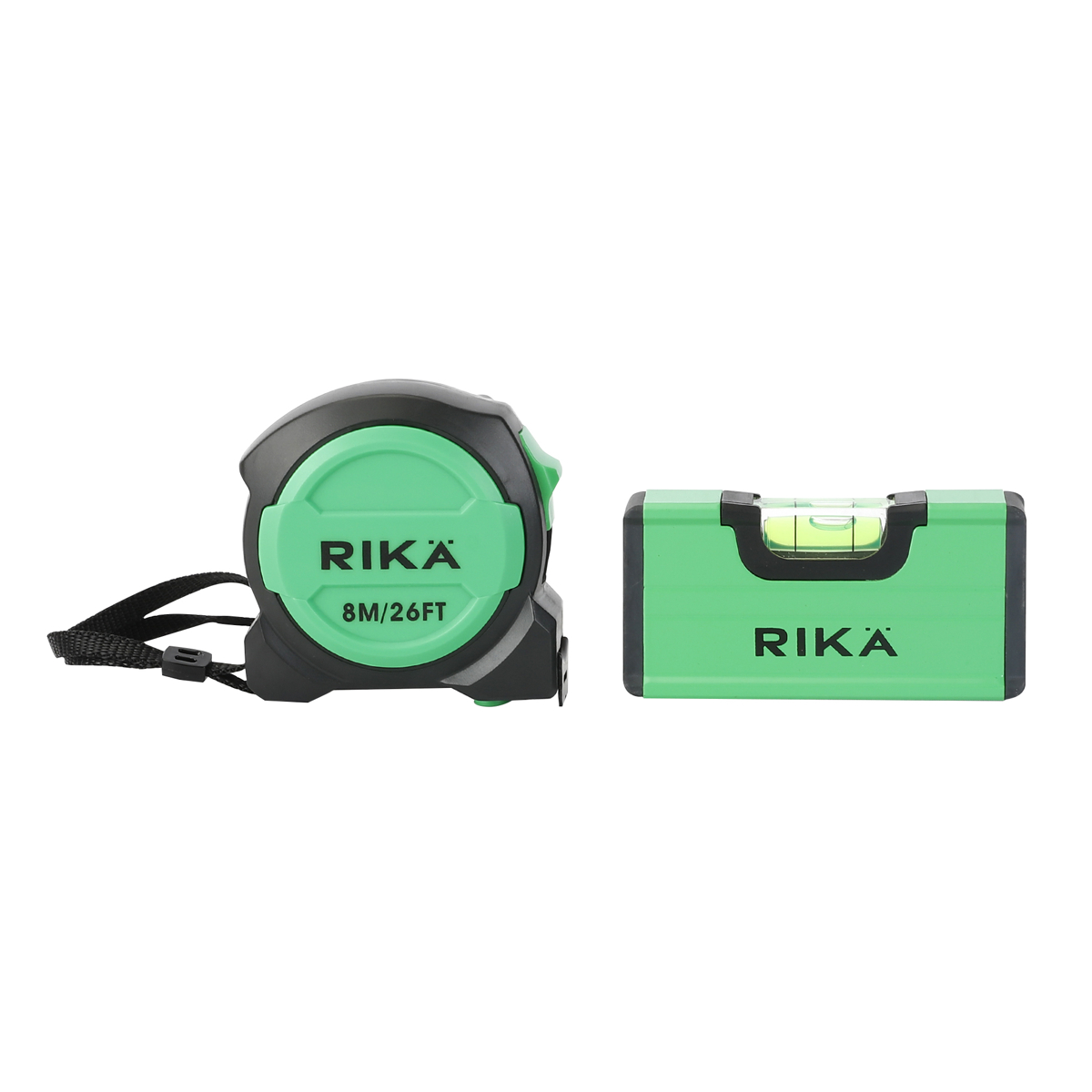 Rikä 2-Piece 8m Tape Measure and Mini Box Level Set
